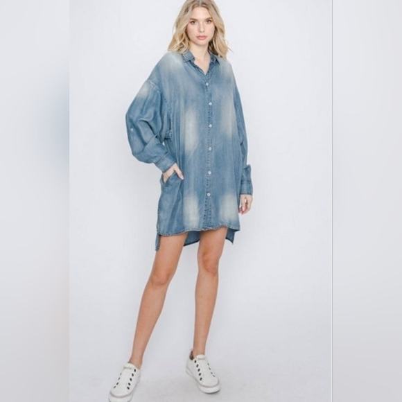 Washed Denim Button Tunic - Picture 3 of 8